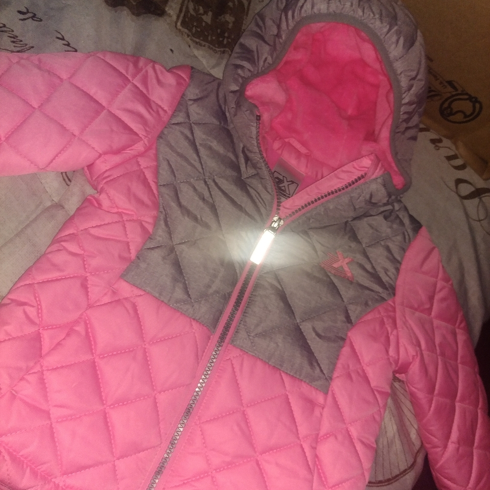 Girls jacket  pink and gray soft in side 24 m